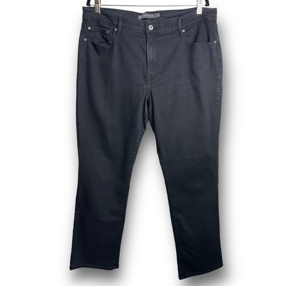 Levis Size 16 505 Straight Leg Black Denim High Rise Dark Wash Minimalist Jeans - Picture 1 of 12